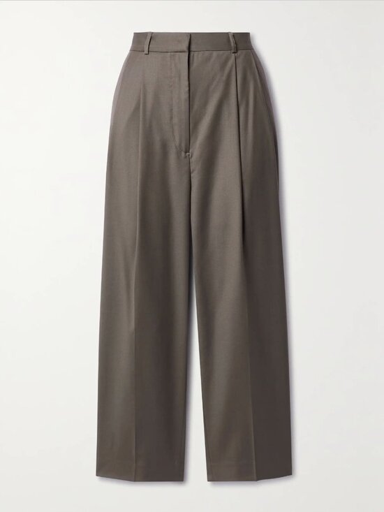 Toteme Pants - Cropped pleated wool straight-leg pants (NWOT)